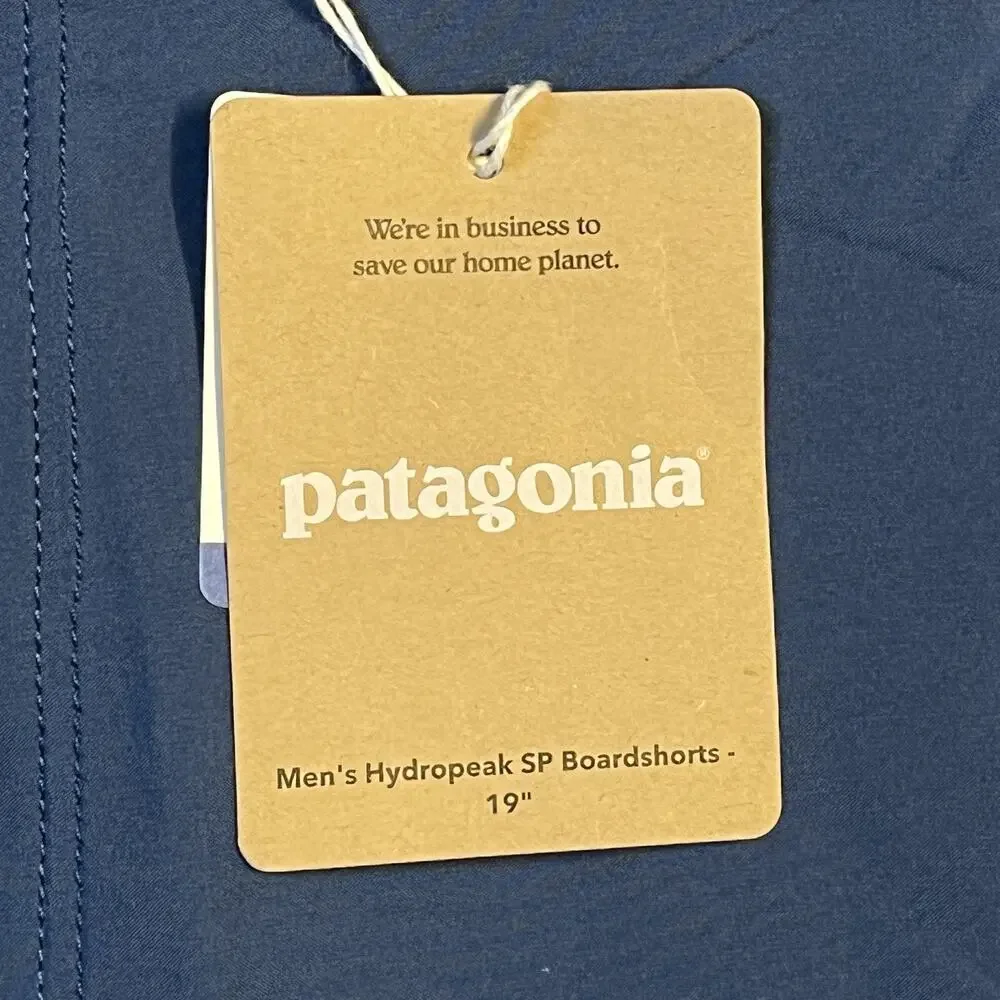 NEW Patagonia Hydropeak Boardshorts Mens 29 19inch Gerry Patch Tidepool Blue $85